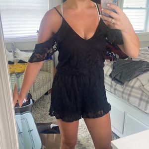 Express black lace romper